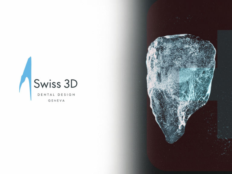 Swiss 3D Dental Design logo with 3D crystal tooth visual